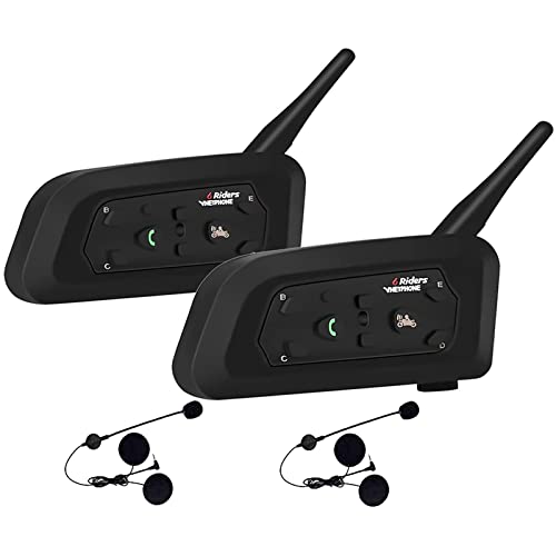 V6 Pro Motorcycle Bluetooth Headset, 2 Riders Intercom Bluetooth 5.1 Helmet  Communication System with Hands-Free Call and Noise Reduction for