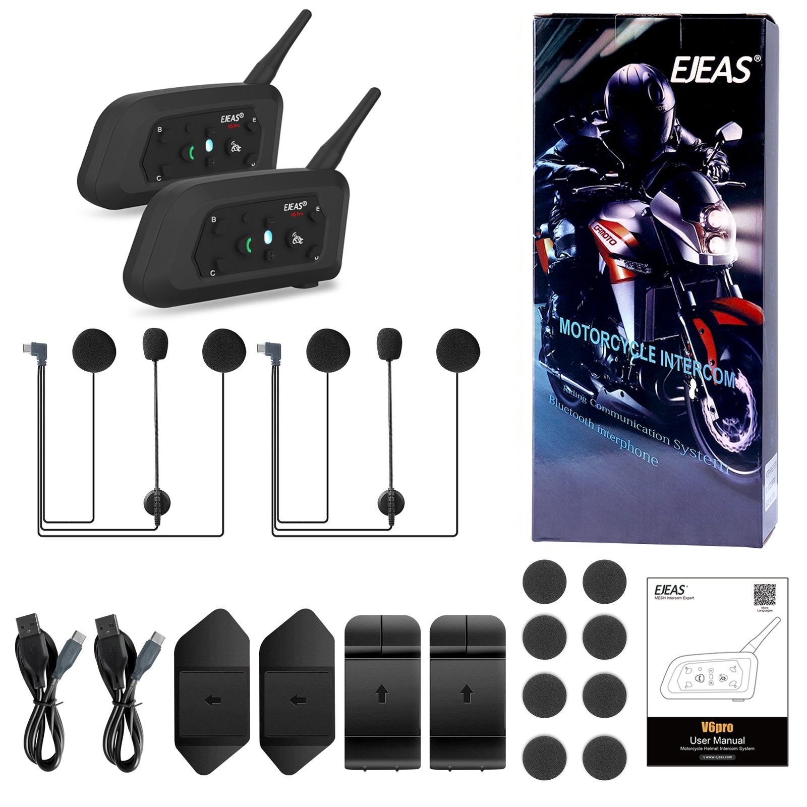 EJEAS V6 PRO 2Packs Interphone Bluetooth