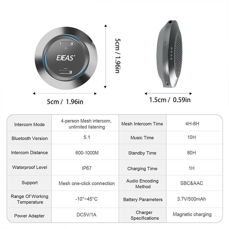 EJEAS S2 Ski Helmet Intercom Mesh Communication System