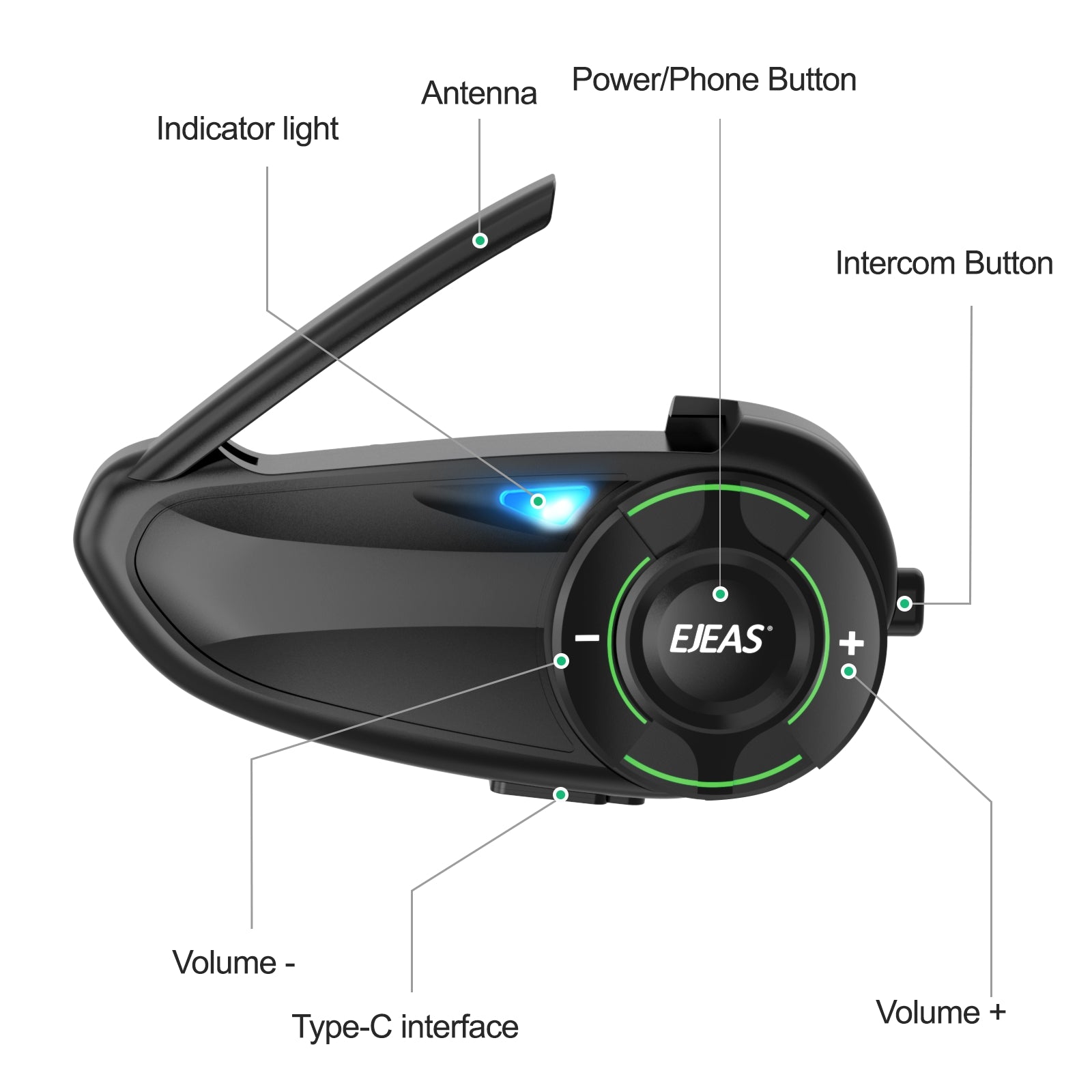 EJEAS Q8 Motorcycle Helmet Mesh Intercom Headset