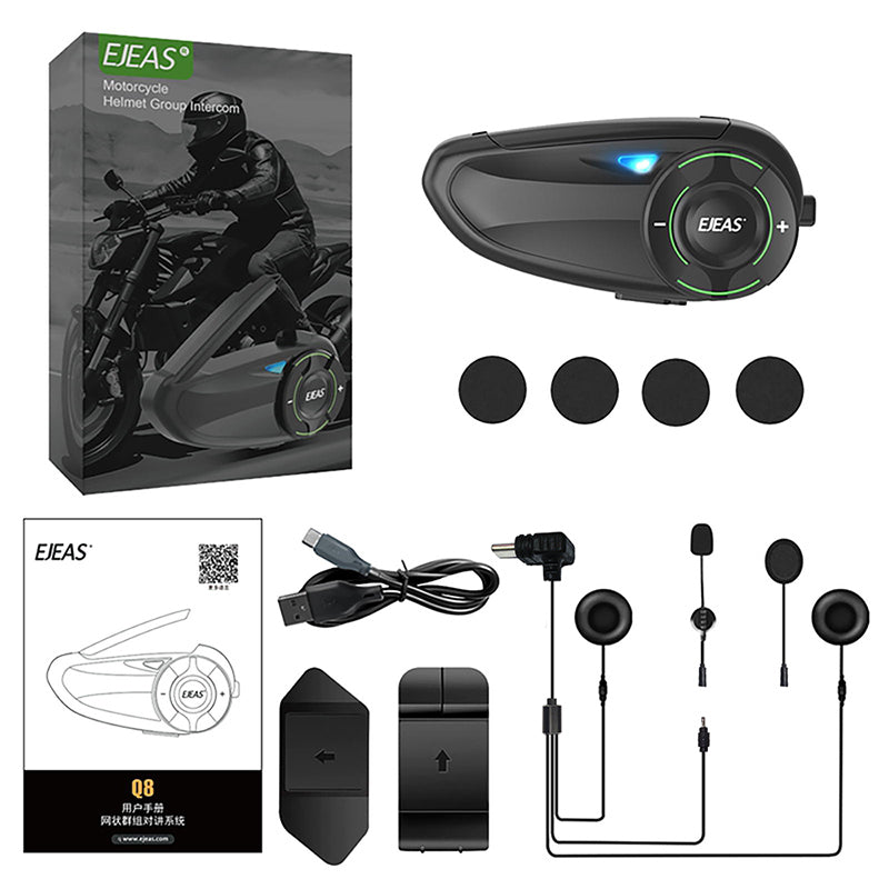 EJEAS Q8 Motorcycle Helmet Mesh Intercom Headset