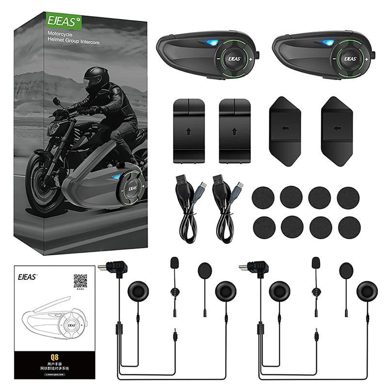 EJEAS Q8 Motorcycle Helmet Mesh Intercom Headset