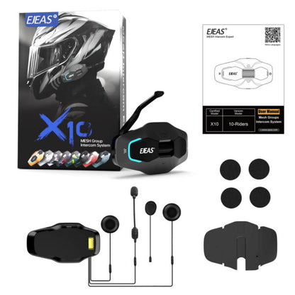 EJEAS X10 - New MESH 5G Motorcycle Helmet Bluetooth Intercom System