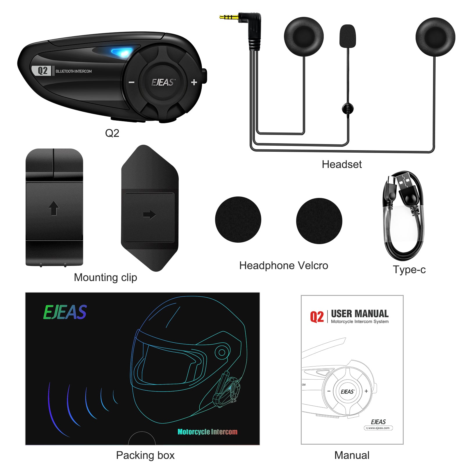 EJEAS Q2 Motorrad Bluetooth Intercom