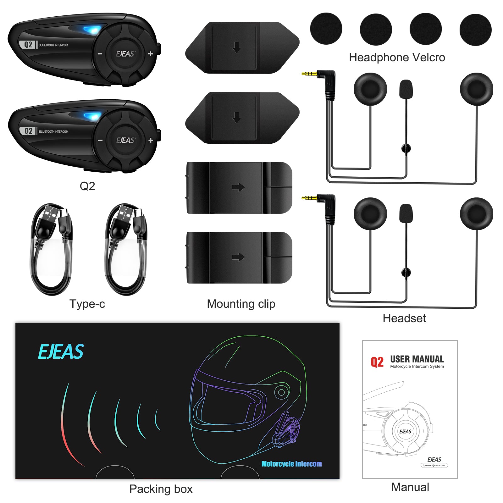 EJEAS Q2 Motorcycle Intercom