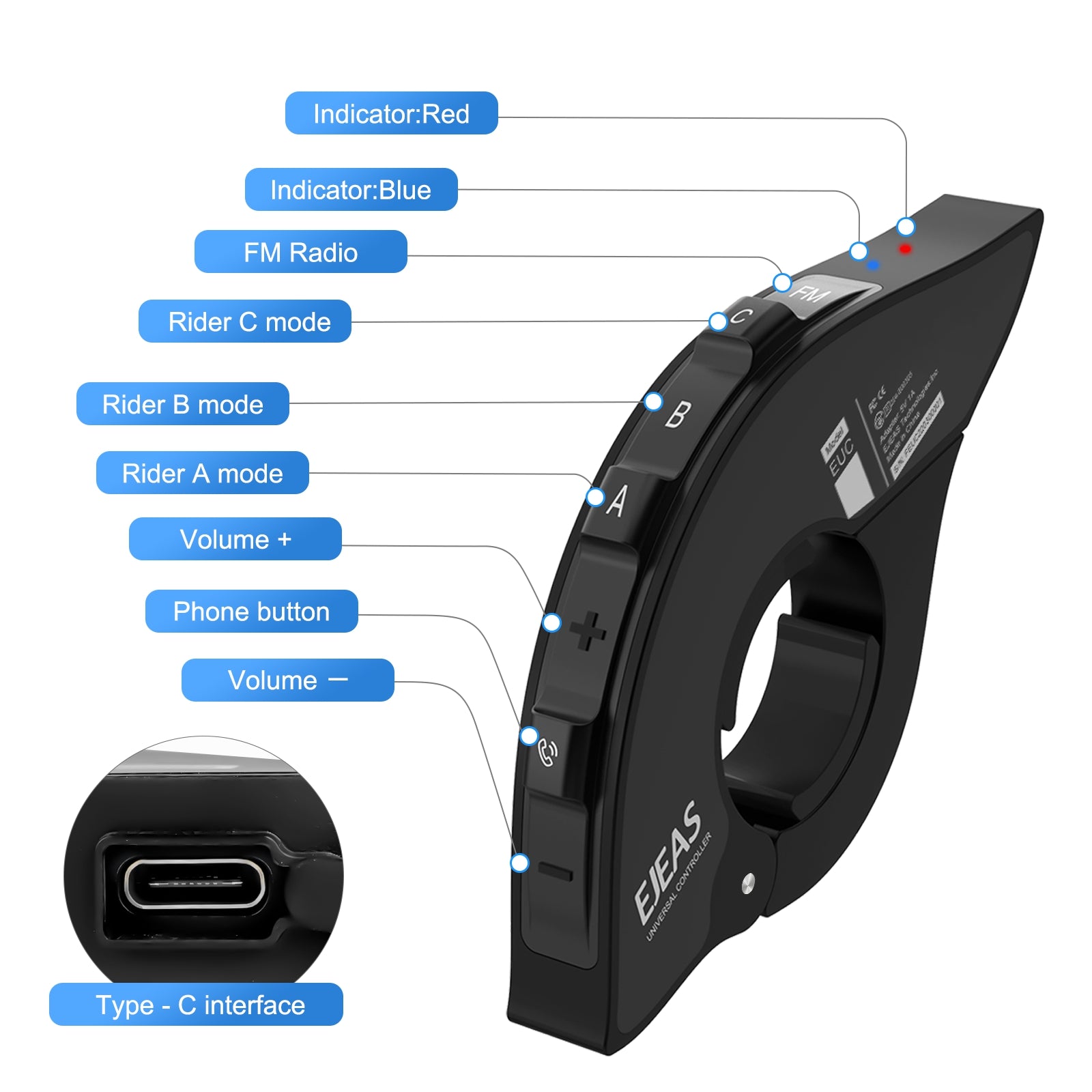 EJEAS EUC Motorcycle Handlebar Remote Controller