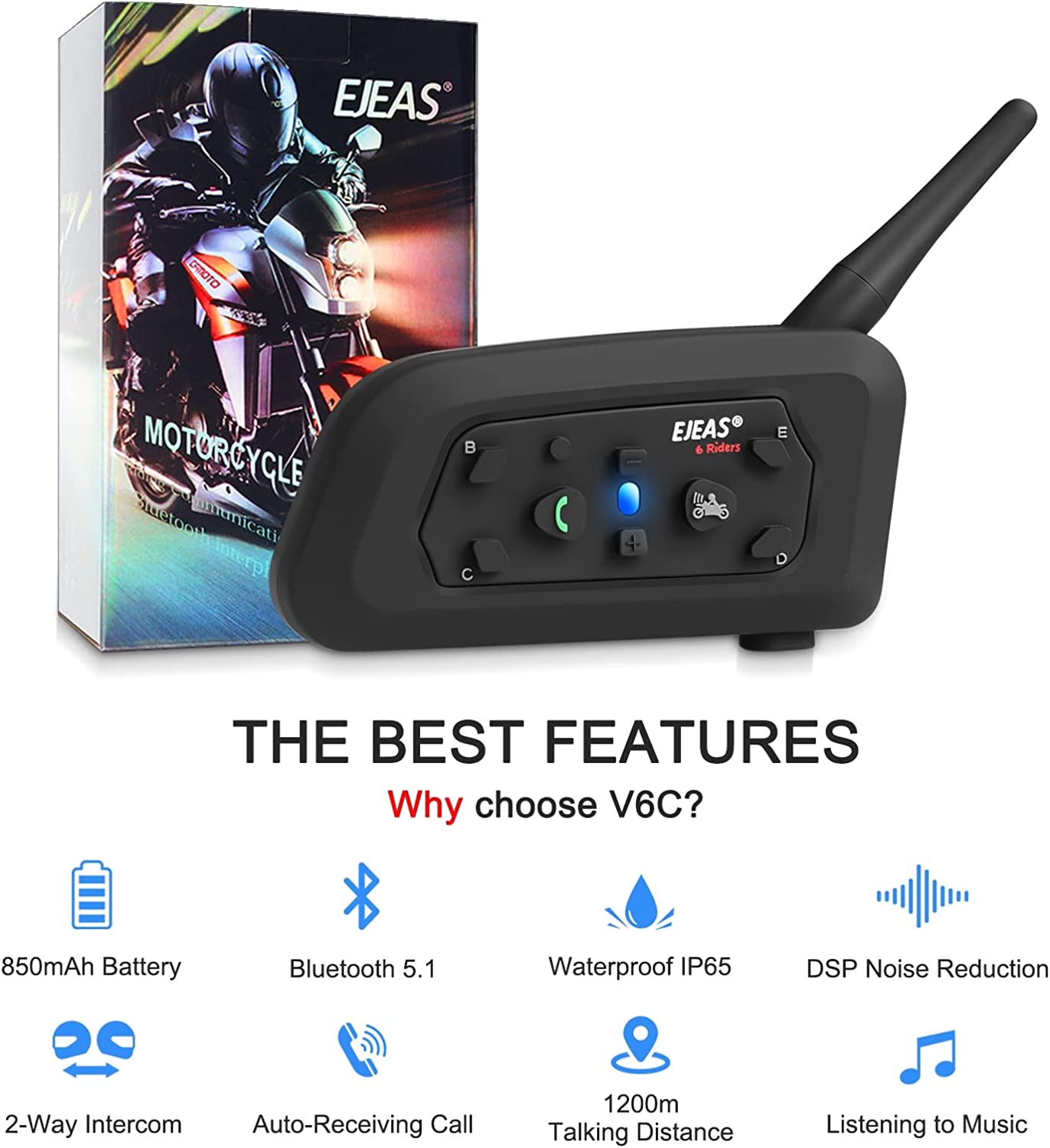 EJEAS V6C Referee Bluetooth Intercom with Armband