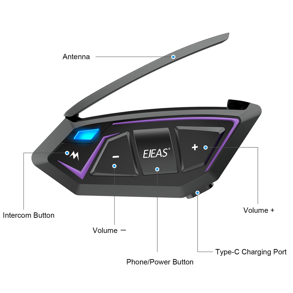 EJEAS MS8 Mesh Intercom con Control Remoto