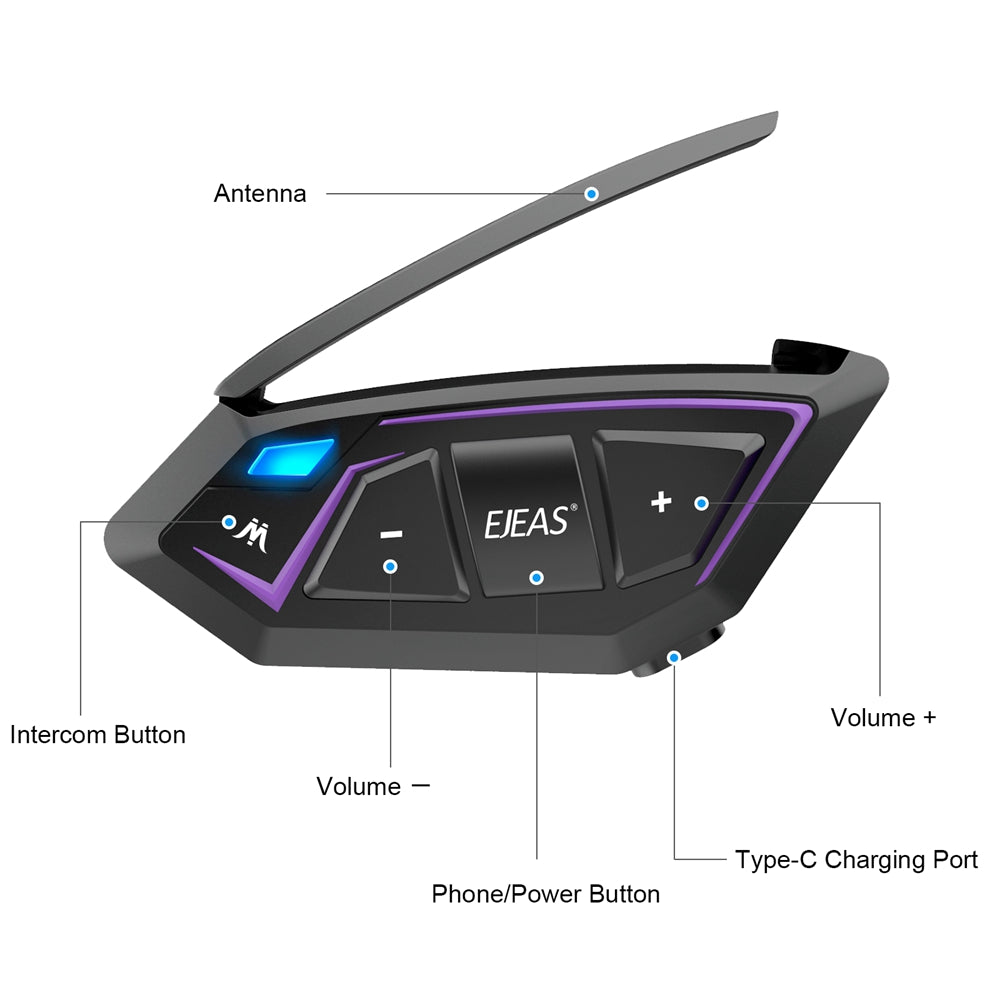 EJEAS MS8 2PCS Interphone en maille pour moto avec télécommande