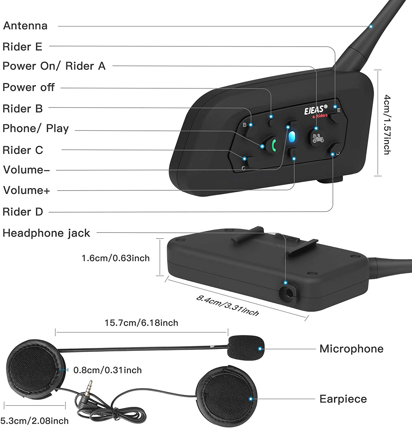 Interfono Bluetooth per arbitro EJEAS V6C con fascia da braccio