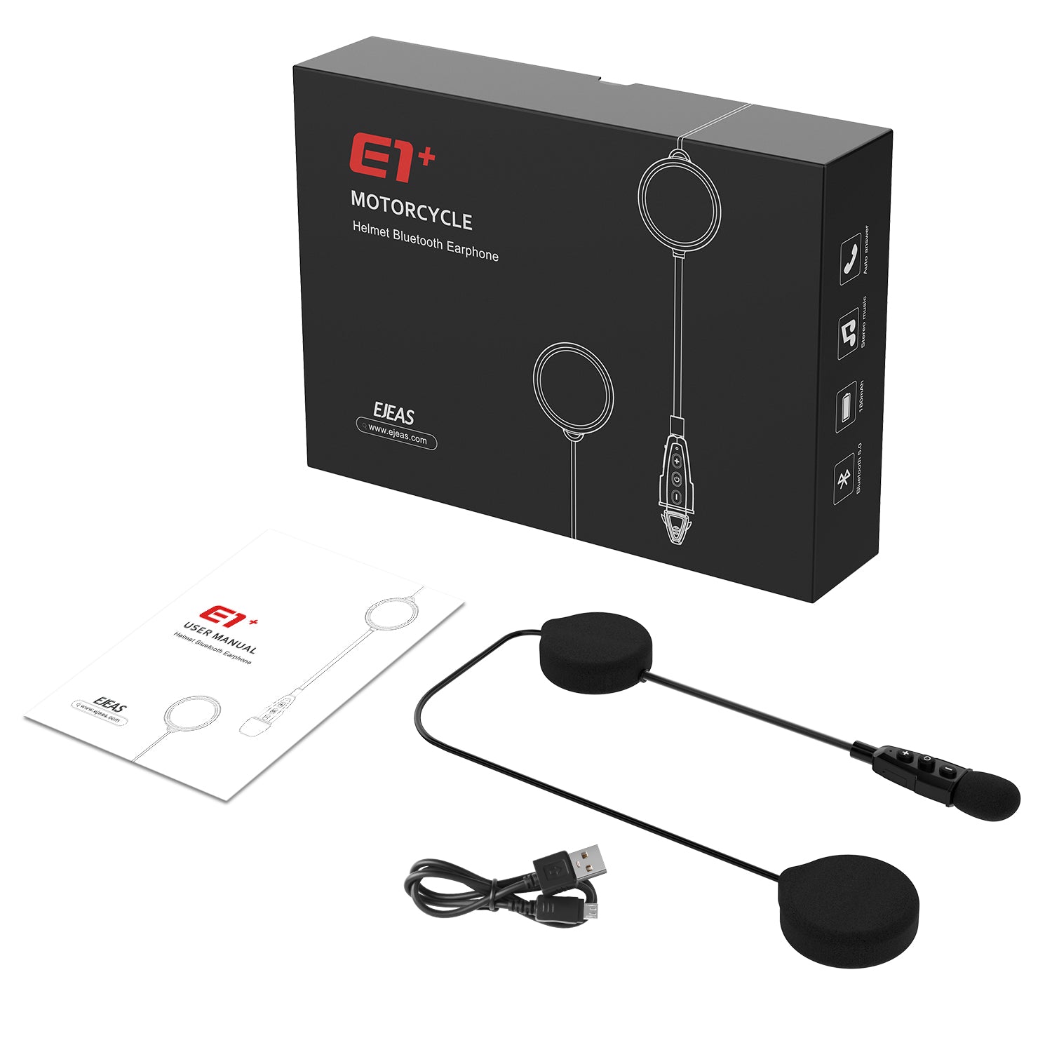 EJEAS E1+ Helmet Bluetooth Headset