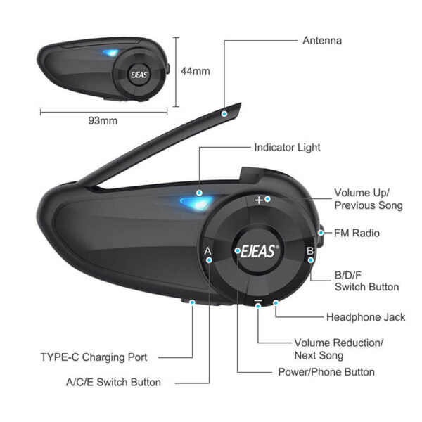 EJEAS Q7 Motorrad Bluetooth Intercom